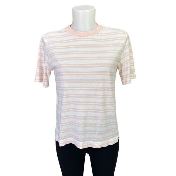 EVERLANE Pink Stripe Crew neck Short Sleeve Tee Shirt size small comfy cotton - Picture 1 of 7